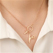 (sku9581)occidental style  fashion personality gold cross tulip pendant necklace