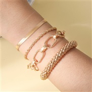 (sku95  )occidental style fashion brief gold twisted chain set bracelet