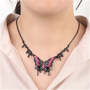 (sku9569) occidental style necklace  personality exaggerating black enamel butterfly pendant necklace woman