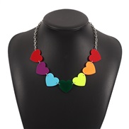 (1)occidental stylePride oon color geometry Acrylic necklace  sweet more star love chain