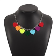 (2)occidental stylePride oon color geometry Acrylic necklace  sweet more star love chain