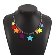 (3)occidental stylePride oon color geometry Acrylic necklace  sweet more star love chain