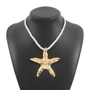 ( Gold)occidental style starfish pendant necklace woman  summer Irregular Alloy clavicle chain