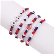 Acrylic Word bracelet  day multilayer beads elasticity woman