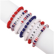 occidental style day color beads Word bracelet set elasticity blue color woman