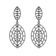 ( gun black)E occidental style exaggerating creative hollow Alloy diamond Leaf earrings  fashion high Earring