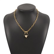 ( Gold) retro black love diamond necklace  occidental style temperament chain