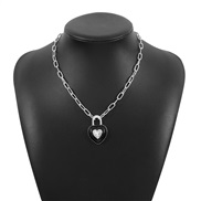( White k) retro black love diamond necklace  occidental style temperament chain