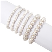 ( white)occidental styleins fashion brief high  spring summer all-Purpose Pearl handmade beads bracelet set
