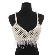 (Pearl )occidental stylebodychain fashion brief atmospheric feather handmade Pearl Sling chain