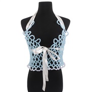 ( blue) sweet exaggerating belt  summer fashion handmade weave Pearl chain