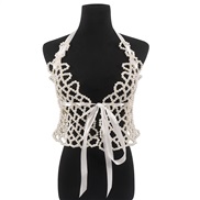 (Pearl ) sweet exaggerating belt  summer fashion handmade weave Pearl chain