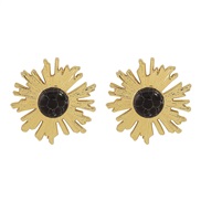 ( black)E mediumvintage samll retro sun flower ear stud  occidental style exaggerating turquoise earrings