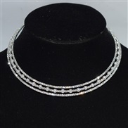 (XL 2237   4mm  Silver)luxurious brief Pearl necklace multilayer Rhinestone bride Pearl Collar clavicle chain