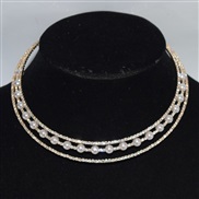 (XL 2242    6mm  Gold)luxurious brief Pearl necklace multilayer Rhinestone bride Pearl Collar clavicle chain