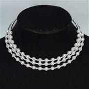 (XL 2241  Silver)occidental style brief multilayer Pearl necklace Rhinestone bride Pearl Collar clavicle chain
