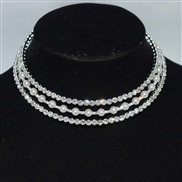 (XL 2238  Silver)brief Pearl Rhinestone crystal necklace multilayer Rhinestone bride wedding Collar clavicle
