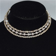 (XL 2238  Gold)brief Pearl Rhinestone crystal necklace multilayer Rhinestone bride wedding Collar clavicle