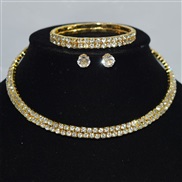 (XL 2246  Gold)occidental style fully-jewelled necklace earrings bangle three Rhinestone diamond Collar bride wedding s