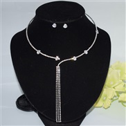 (XL 2243)  brief clavicle chain claw chain eyes zircon Rhinestone earrings tassel necklace set