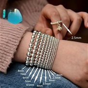 ( Silver6mm) Pearl bracelet brief gold retro elasticity beads bracelet bangle