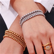 ( Gold4) Pearl bracelet brief gold retro elasticity beads bracelet bangle
