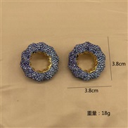 ( blue)occidental style exaggerating high hollow earrings color earrings glass fully-jewelled fashion ear stud Earring