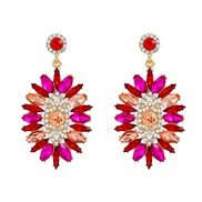 ( rose Red)fashion colorful diamond earrings occidental style Earring lady Bohemia fully-jewelled flowers eyes earring