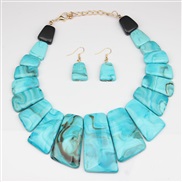 ( blue)  occidental style exaggerating retro personality necklace earrings set lady