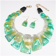 (Ligh green )  occidental style exaggerating retro personality necklace earrings set lady