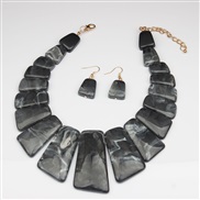 (Dark gray)  occidental style exaggerating retro personality necklace earrings set lady