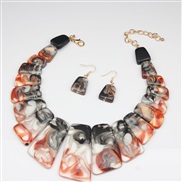 (black and whitered )  occidental style exaggerating retro personality necklace earrings set lady