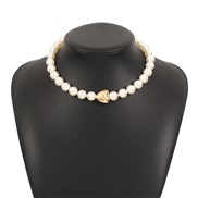 ( Gold) retro Pearl necklace woman  highins all-Purpose love clavicle chain