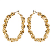 ( Gold)E occidental style geometry Irregular twisted circle  exaggerating personality samll Metal wind earrings