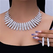 2 fashion concise vertical flash diamond temperament lady necklace earring
