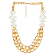 ( Gold)occidental style  fashion exaggerating Pearl Metal necklace woman