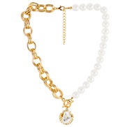 ( Gold)occidental style fashion Pearl necklace woman  Pearl splice Shells pendant clavicle chain