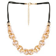 ( Gold)occidental style all-Purpose samll clavicle chain woman  black rope Pearl twining fashion Metal necklace