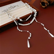 ( necklace  Silver  white)love zircon beads drop Pearl necklace fashion personality clavicle chain retro high woman