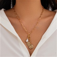 ( 4  Gold 6655)occidental styleins Metal more eyes tassel clavicle necklace woman  brief heart-shaped embed