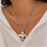 ( White k 6678)occidental style fashion punkins wind Metal cross necklace O buckle chain woman