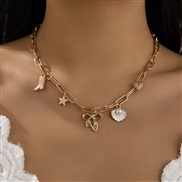 ( 2  necklace  Gold 65 7)occidental style wind imitate Pearl tassel necklacenecklace starfish Shells pendant