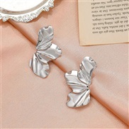 ( Silver)occidental style retro exaggerating gold flowers ear stud brief temperament Irregular petal earrings Alloy Ear