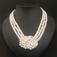 ( white)fashion color glass Pearl beads necklace all-Purpose temperament clavicle chain woman chain