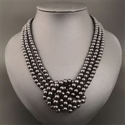 ( black)fashion color glass Pearl beads necklace all-Purpose temperament clavicle chain woman chain