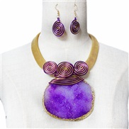 (purple)crystal pendant necklace exaggerating Africa banquet necklace earrings setnecklace