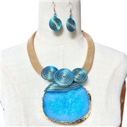 ( Lake Blue )crystal pendant necklace exaggerating Africa banquet necklace earrings setnecklace