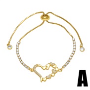 (A)occidental style love Pearl pendant bracelet gilded embed zircon womanbrd