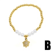 (B)occidental style love Pearl pendant bracelet gilded embed zircon womanbrd