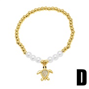 (D)occidental style love Pearl pendant bracelet gilded embed zircon womanbrd